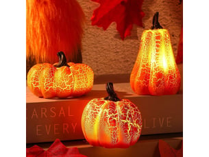 Lot de 3 guirlandes lumineuses citrouilles halloween à led, décoration d’automne