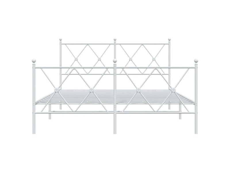  Lit double- lit adulte -  cadre de lit métal sans matelas et pied de lit blanc 140x190 cm  - Conforama C