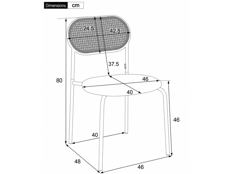  Lot de 6 chaises de salle à manger marron en pu, dossier en rotin naturel, pieds métal, assise rembourrée, style naturel  - Conforama C