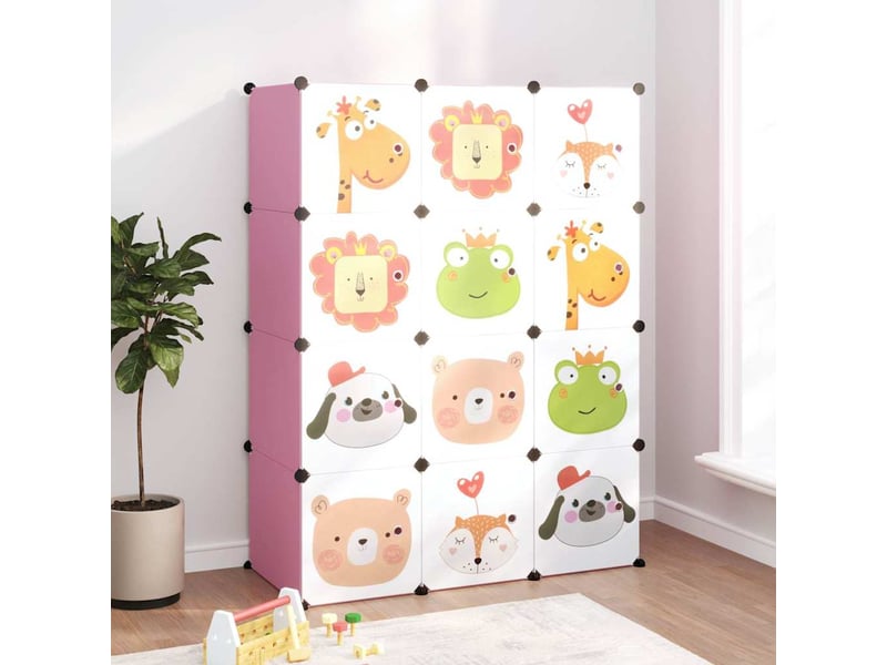  Armoire de rangement pour enfants avec 12 cubes rose pp  - Conforama B