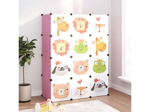 Armoire de rangement pour enfants avec 12 cubes rose pp