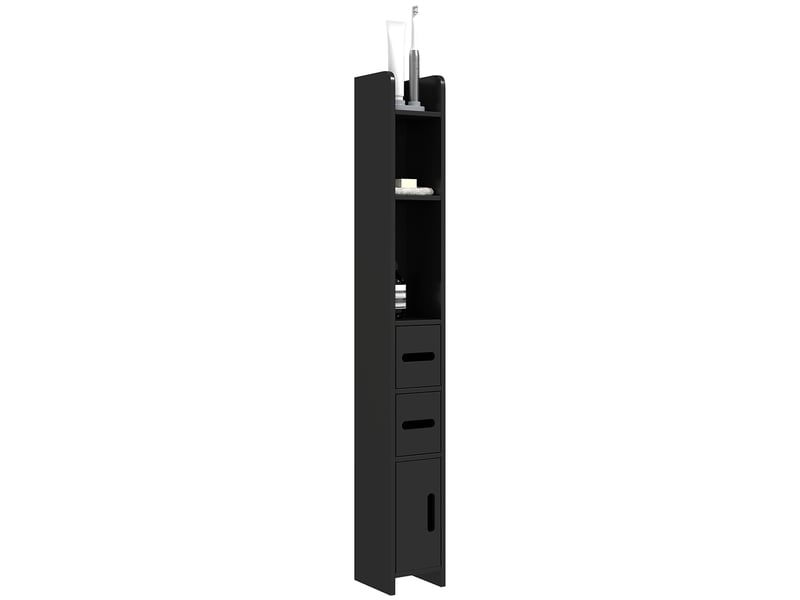  Colonne de rangement, armoire haute pour salle de bain bois noir 15x17x120cm  - Conforama B