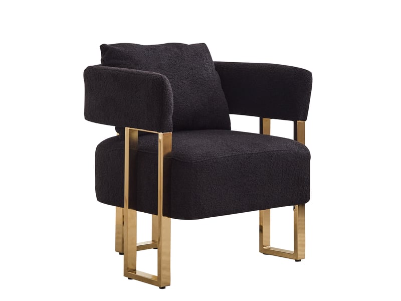  Fauteuil de relaxation 1 place en velours noir avec coussins, 68 x 68 x 70 cm  - Conforama A