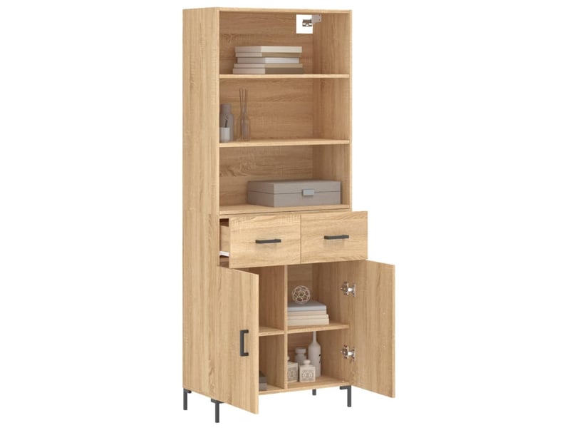  Buffet haut - bahut - meuble de rangement chêne sonoma 69,5x34x180 cm bois d'ingénierie  - Conforama C