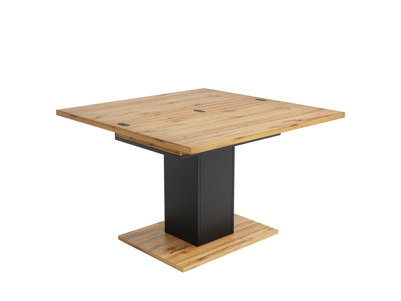 Table à manger extensible carrée, plateau rabattable et rangement, 60 à 120 × 120 × 75,1 cm, naturelle - Conforama A