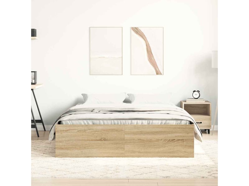  Lit double- lit adulte -  cadre de lit sans matelas chêne sonoma 120x190 cm  - Conforama B