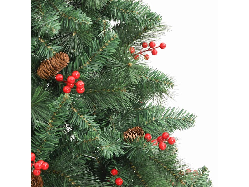  Sapin de noël, arbre de noël artificiel avec pommes de pin et baies 240 cm cf61266  - Conforama E