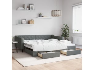 Lit adulte, lit simple, lit de jour avec gigogne et tiroirs sans matelas 100x200cm cf18229