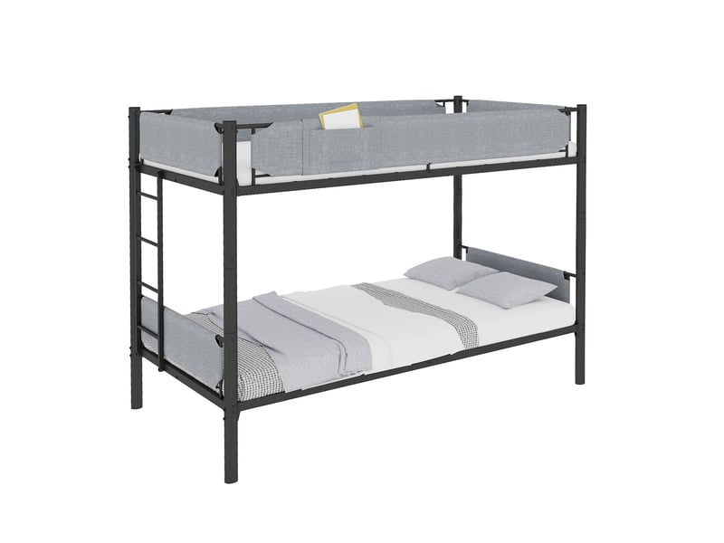 Lit superposé 90x190 cm en métal noir, transformable en 2 lits simples - Conforama A