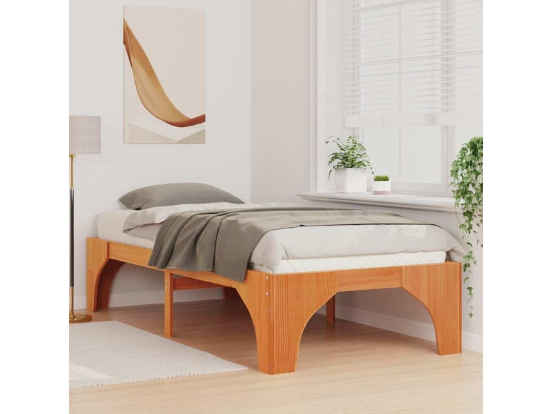 Lit simple- lit adulte - cadre de lit marron 100 x 200 cm pin massif - Conforama B