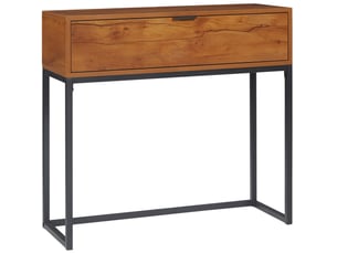 Table console avec tiroir 80x30x76 cm – bois naturel – style industriel gain de place pour salon et entrée