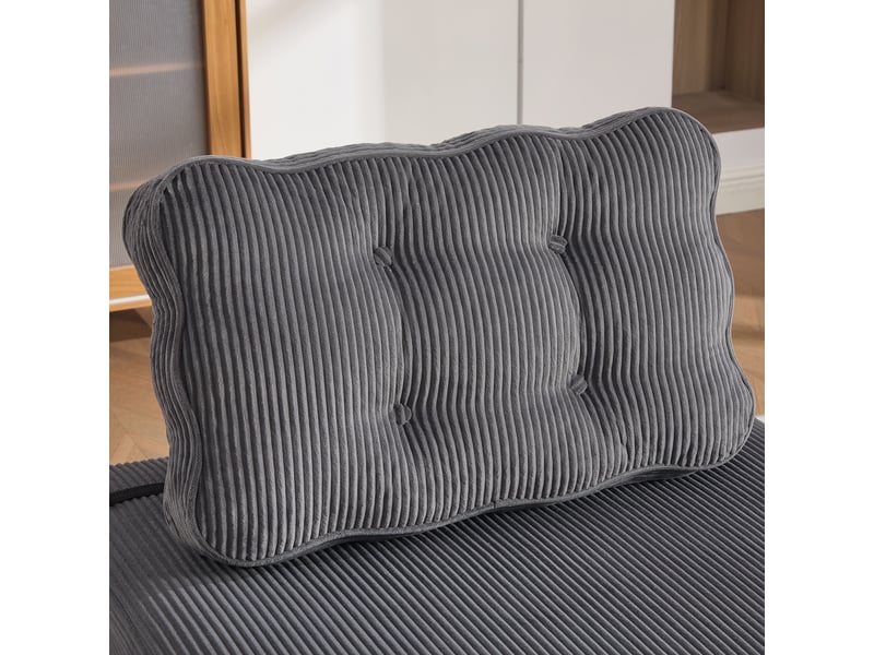 Fauteuil convertible lit simple 90x86x84 cm velours côtelé gris foncé design scandinave moderne - Conforama E