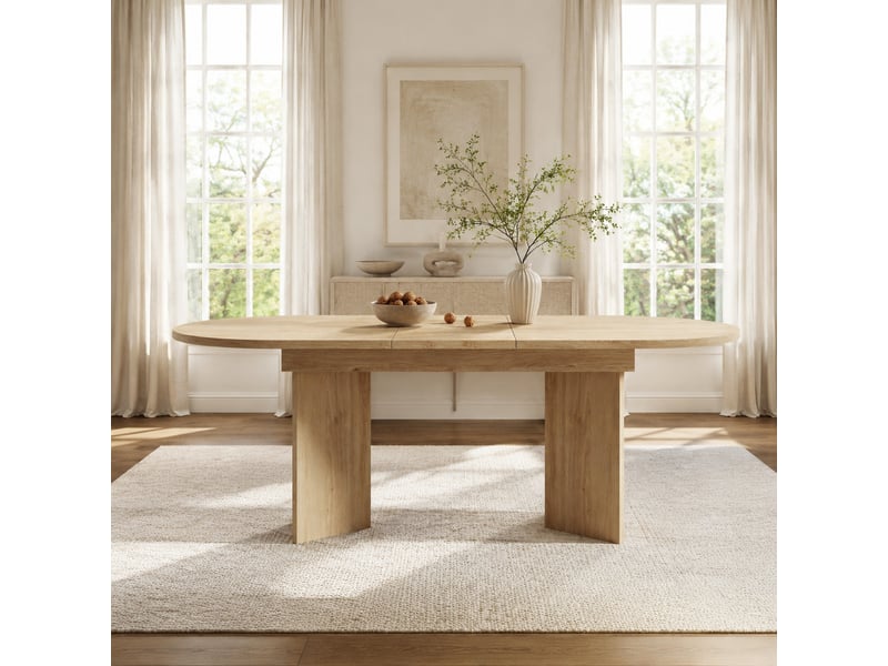  Table extensible 4 à 8 personnes avec plateau épais pour salle à manger en mdf 160×80×75,5 cm chêne  - Conforama B