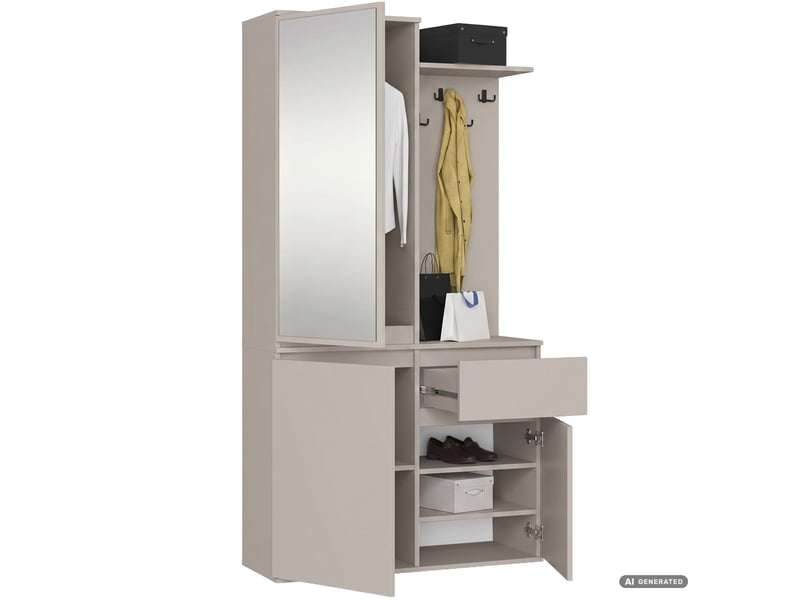 Meuble d entree entro cachemire 95 cm avec miroir et meuble a chaussures Ensemble d'entrée ENTRO - Conforama B