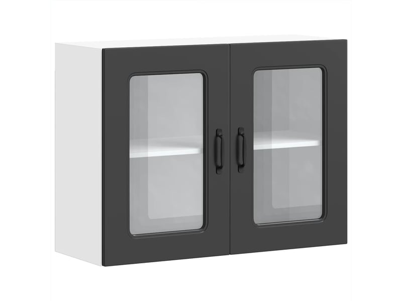 Meuble de rangement, armoire murale de cuisine avec porte en verre kalmar noir shl2464 - Conforama A