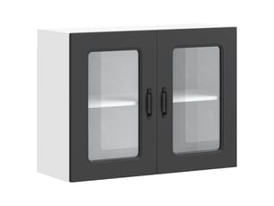 Meuble de rangement, armoire murale de cuisine avec porte en verre kalmar noir shl2464