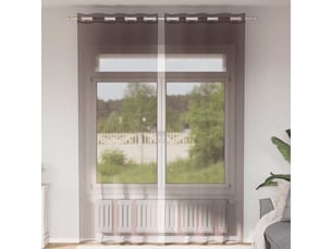 Lot de 2 rideaux en voile, voilages avec œillets marron 140x260 cm cf44378