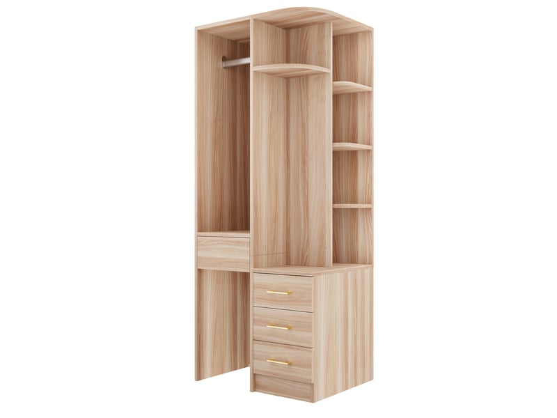  Armoire 70x55x175 cm coloris bois clair avec 3 tiroirs  - Conforama A