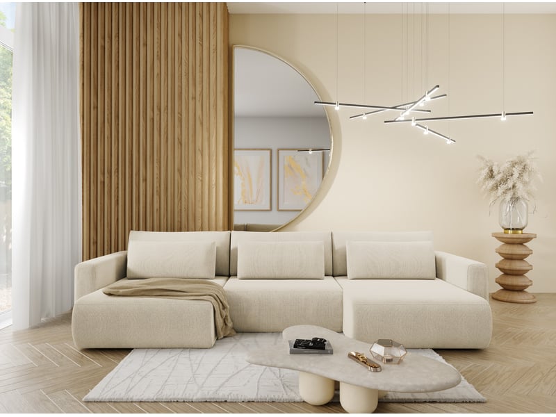  Canapé d'angle convertible 5 places welly u beige  - Conforama D