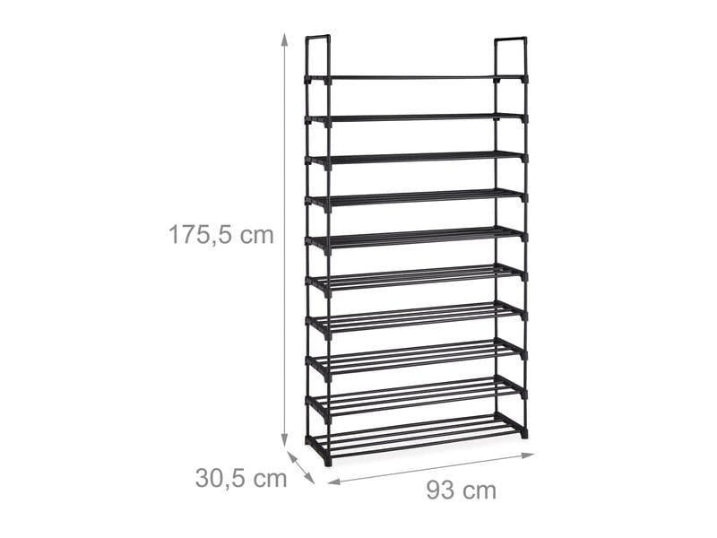  Étagère à chaussures modulable salon dressing 175,5 x 93 x 30,5 cm système emboîtable design moderne en acier noir 13_0011370  - Conforama B