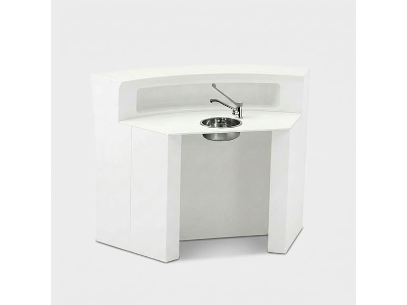 Comptoir bar professionnel courbé avec lavabo intégré hangar blanc - blanc - Conforama A