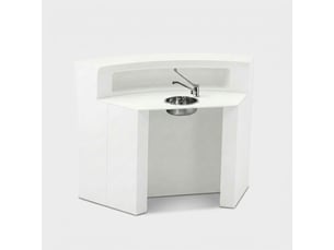 Comptoir bar professionnel courbé avec lavabo intégré hangar blanc - blanc