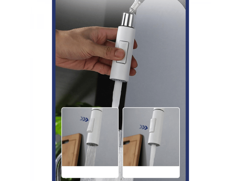  Mitigeur cuisine avec douchette extractible blanc mitigeur de cuisine extractible acier inoxydable-blanc  - Conforama D