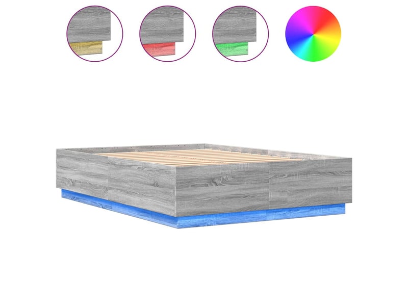 Lit double- lit adulte - cadre de lit avec led sans matelas sonoma gris 160x200 cm - Conforama A