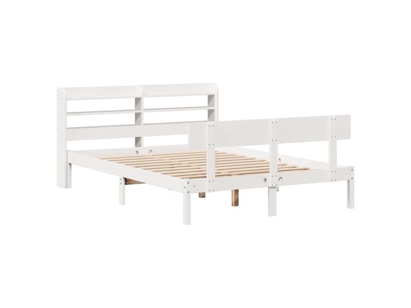  Lit double- lit adulte -  cadre de lit sans matelas blanc 140x190 cm bois de pin massif  - Conforama B