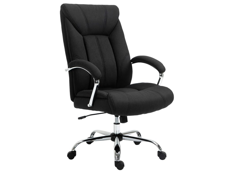  Fauteuil de bureau ergonomique, chaise bureau, lin (100% polyester), 78x65x118cm, noir  - Conforama A