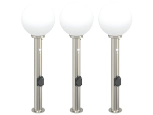 Lot de 3 borne lumineuse avec détecteur et prise 80 cm acier inoxydable ip44 shl44487