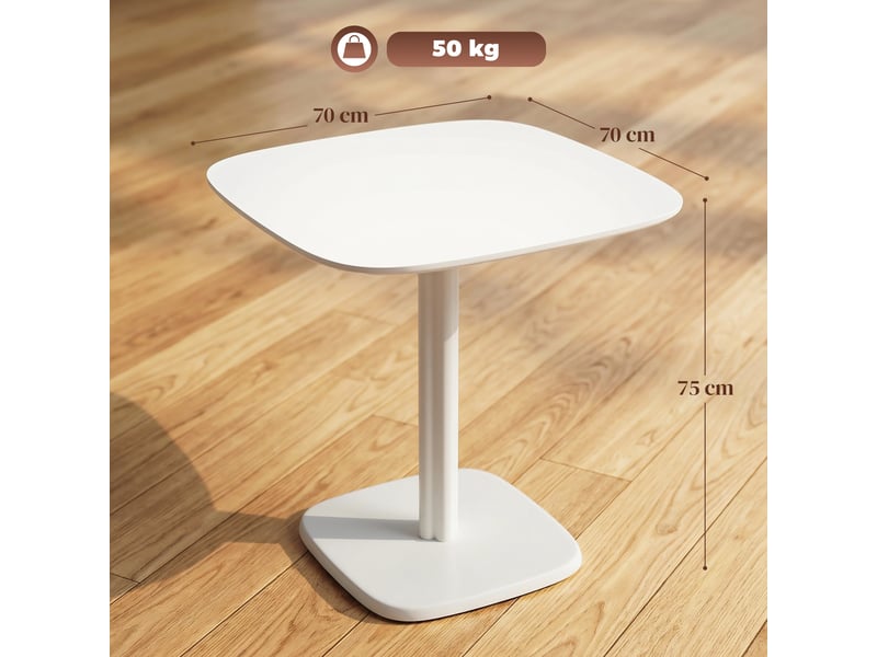  Table à manger pour 4 personne table de cuisine carrée style moderne avec plateau aspect bois, 70 x 70 cm, blanc  - Conforama E