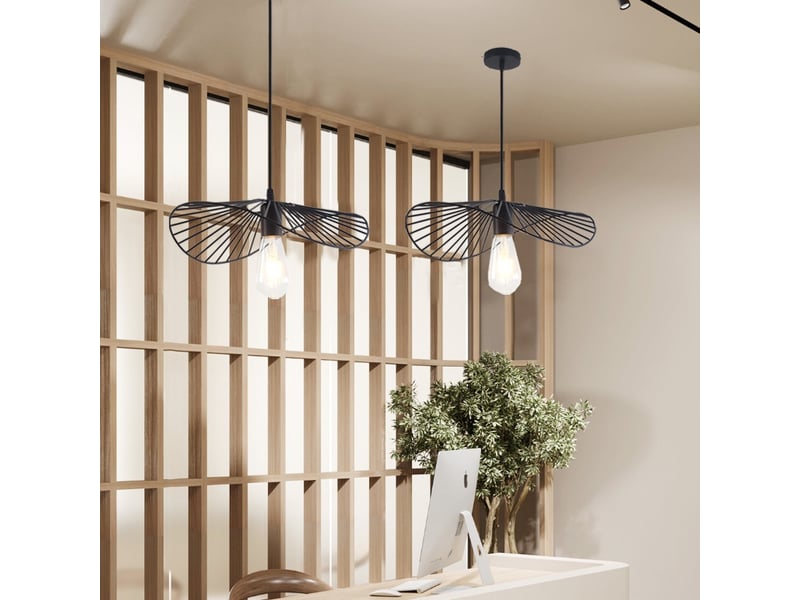  Suspension en métal noir avec câble réglable 100cm – taille 37x31x10cm  - Conforama E