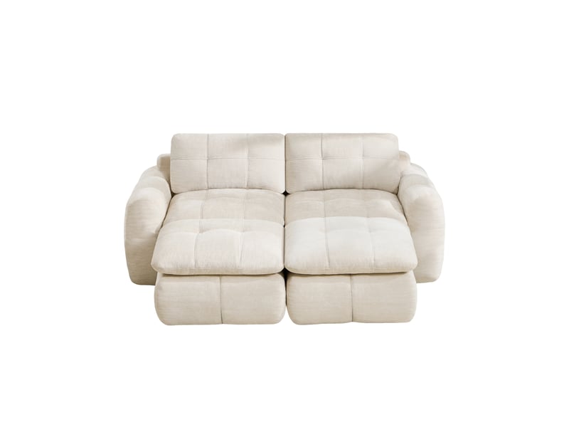 Canapé panoramique modulable 2 places en chenille beige – 194 x 160 x 68 cm Fay Lum - Conforama A
