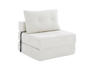Canapé 1 place convertible en tissu chenille beige - canapé lit 2 en 1 - assise haute résilience - pour salon, studio ou chambre d’amis