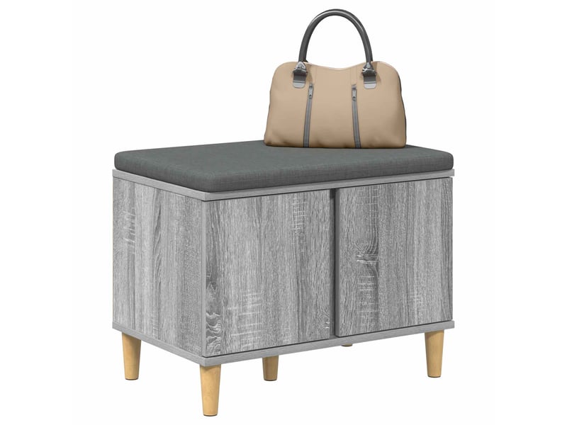  Banc d'entrée, banc interieur avec coussin gris sonoma 60x38x46 cm shl90904  - Conforama C