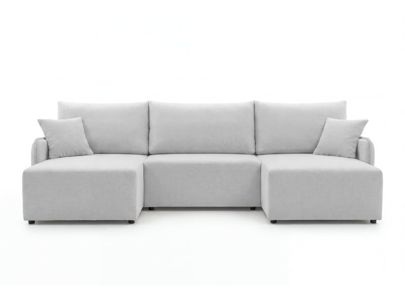 Sacha - canapé panoramique convertible tissu chiné 4 places blanc - Conforama A