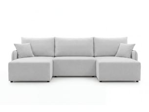 Canapé d'angle panoramique convertible CASANOVA  4 places Tissu Blanc