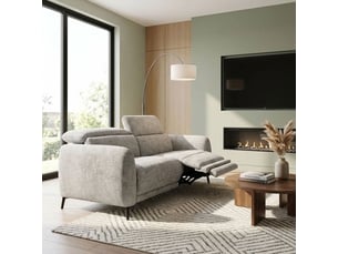 Canapé relax motorisé 3 pl en tissu chiné gris taupe – june