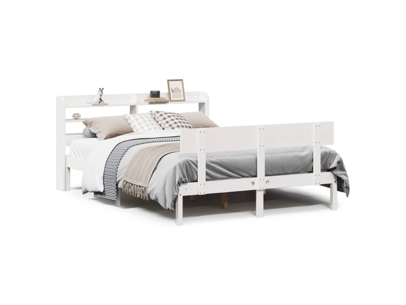  Lit double- lit adulte -  cadre de lit sans matelas blanc 140x200 cm bois de pin massif  - Conforama A