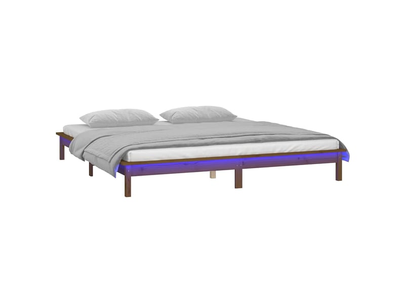 Lit double- lit adulte - cadre de lit à led sans matelas 120x190 cm bois massif - Conforama B