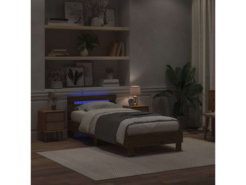  Lit simple- lit adulte -  cadre de lit chêne artisanal 90 x 200 cm bois d'ingénierie  - Conforama C