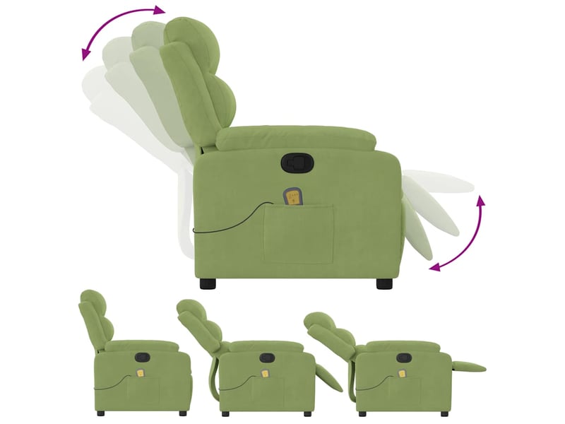  Vidaxl fauteuil de massage inclinable vert clair velours  - Conforama E
