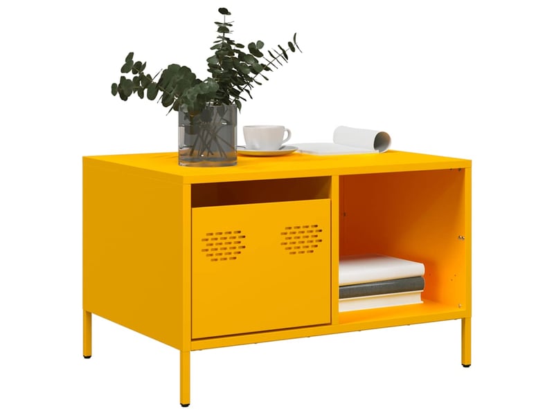  Table basse rectangulaire | table de salon jaune moutarde 68,5x50x43,5 cm acier laminé à froid  - Conforama A