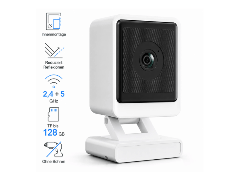  Caméra de surveillance intérieure pour fenêtre 3mp wifi double bande 2,45 ghz – caméra connectée anti-reflet sans perçage avec détection de mouvement et vision à travers vitre  - Conforama A