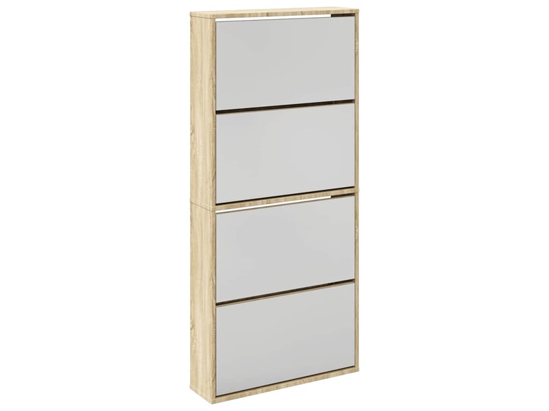  Meuble à chaussures 4 étagères avec miroir 63x17x134 cm chêne  - Conforama A