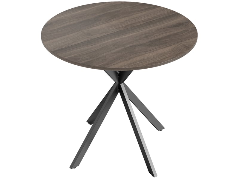  Table à manger ronde pour 2 personnes avec plateau aspect bois et croisé piètement en acier, marron  - Conforama B