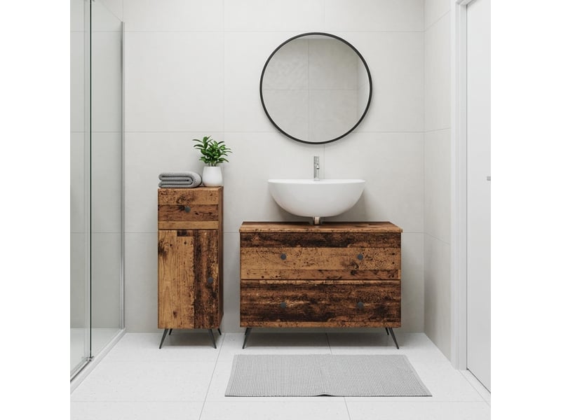  Ensemble de 2 meubles de salle de bain breda bois ancien cf63085  - Conforama B