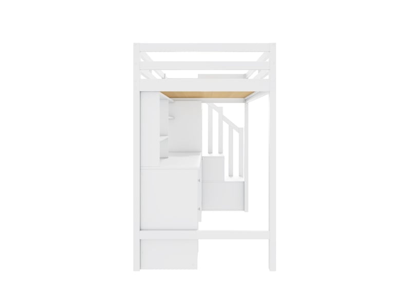  Lit superposé enfant 90x200, garde-corps haut sécurité renforcée lit combine enfant, rangement intégré, escalier intégré, structure bois massif  - Conforama B