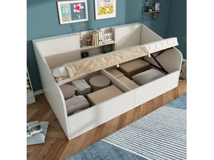 Lit banquette 90x200 cm <strong>COVREO </strong>  <strong></strong> coloris blanc